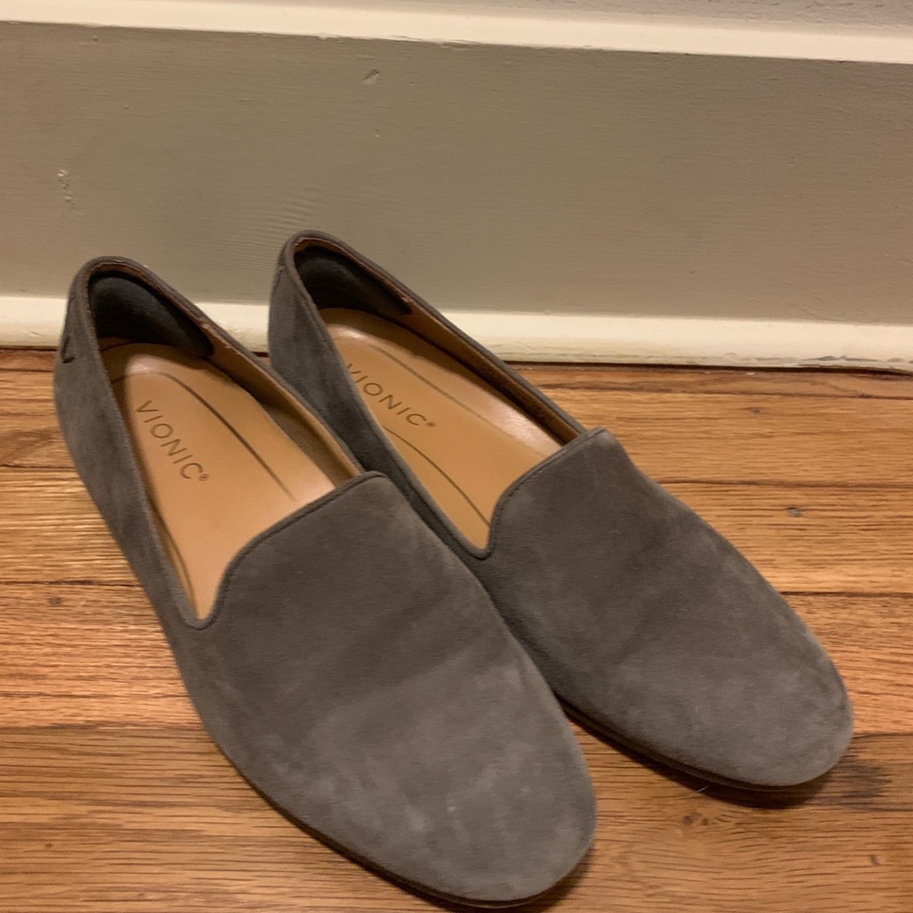 Vionic Men's Grey Suede Slip-On Loafers with Supportive Insole